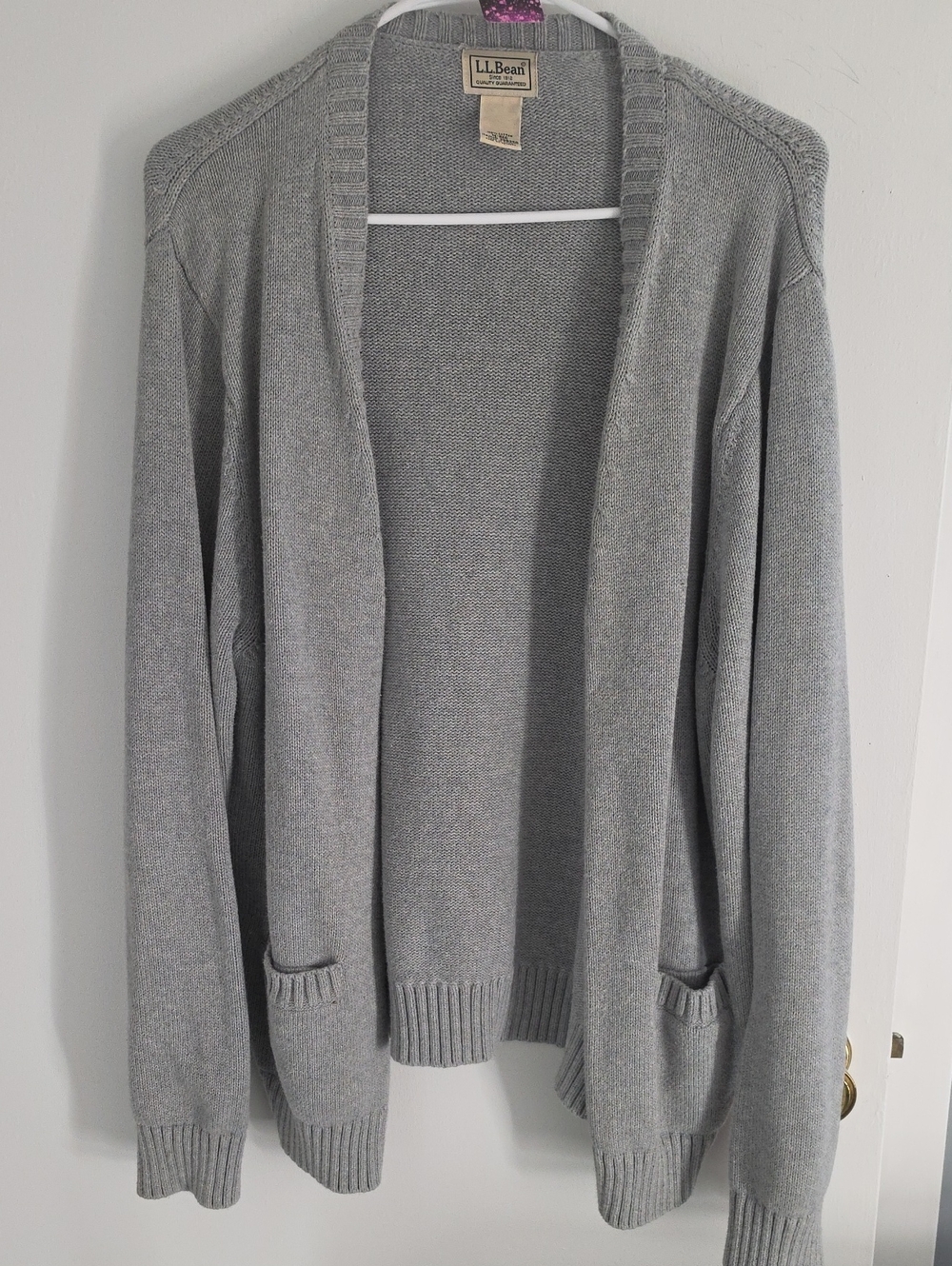 L.L. Bean Women's Light Gray Open-Front Cardigan Med